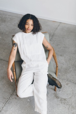 One piece comfortable linen jumpsuit in white