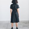 The back of black linen dress