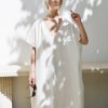 Milky white beach linen dress
