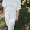 White linen dress with belt