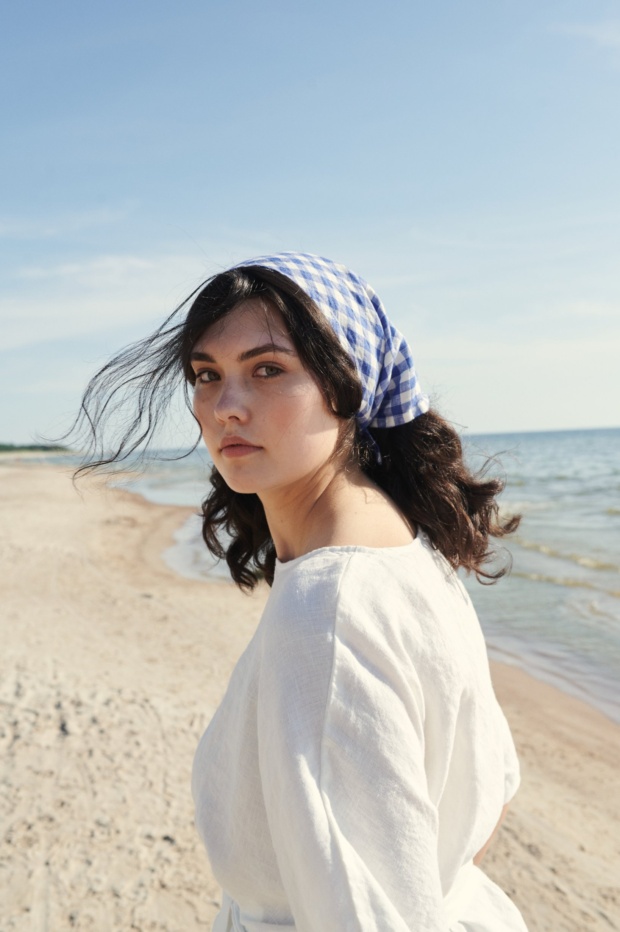 Women at beach wearing Linen Bandana