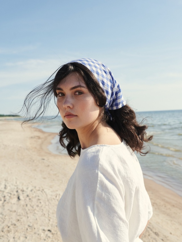 Women at beach wearing Linen Bandana