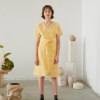 Linen wrap dress in yellow gingham