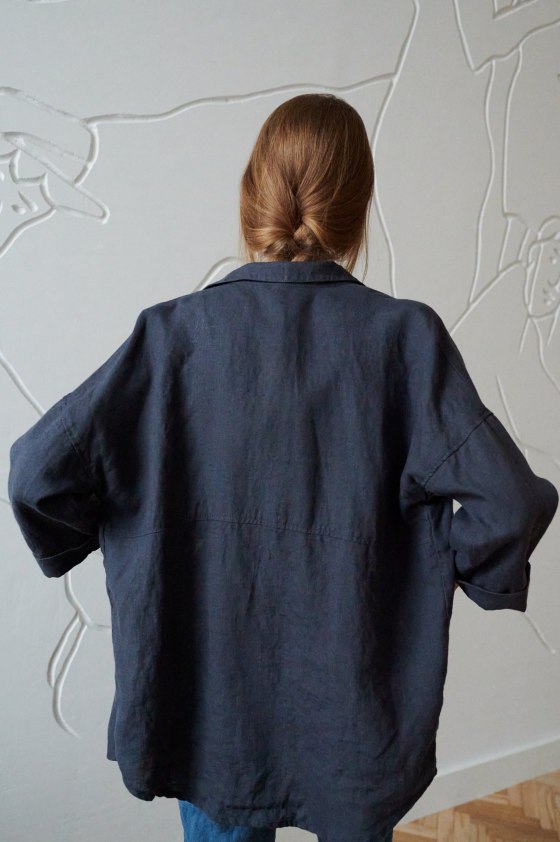 oversized linen shirt in grey color