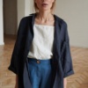 organic linen shirt in graphite grey color