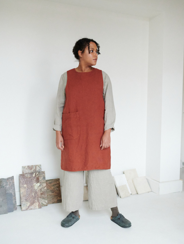 Rita Heavy Terracotta Linen Apron