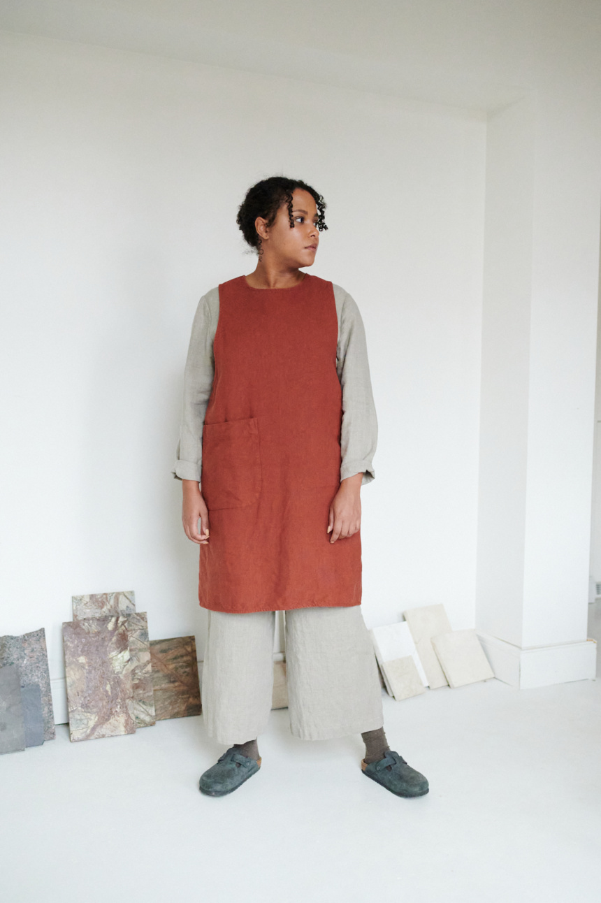 Rita Heavy Terracotta Linen Apron