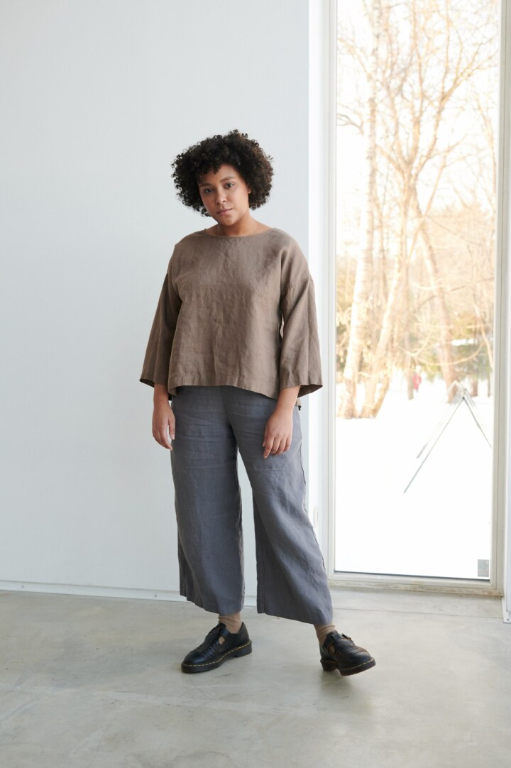 Comfortable linen set wearing by model