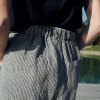 The back of linen grey stripe trousers