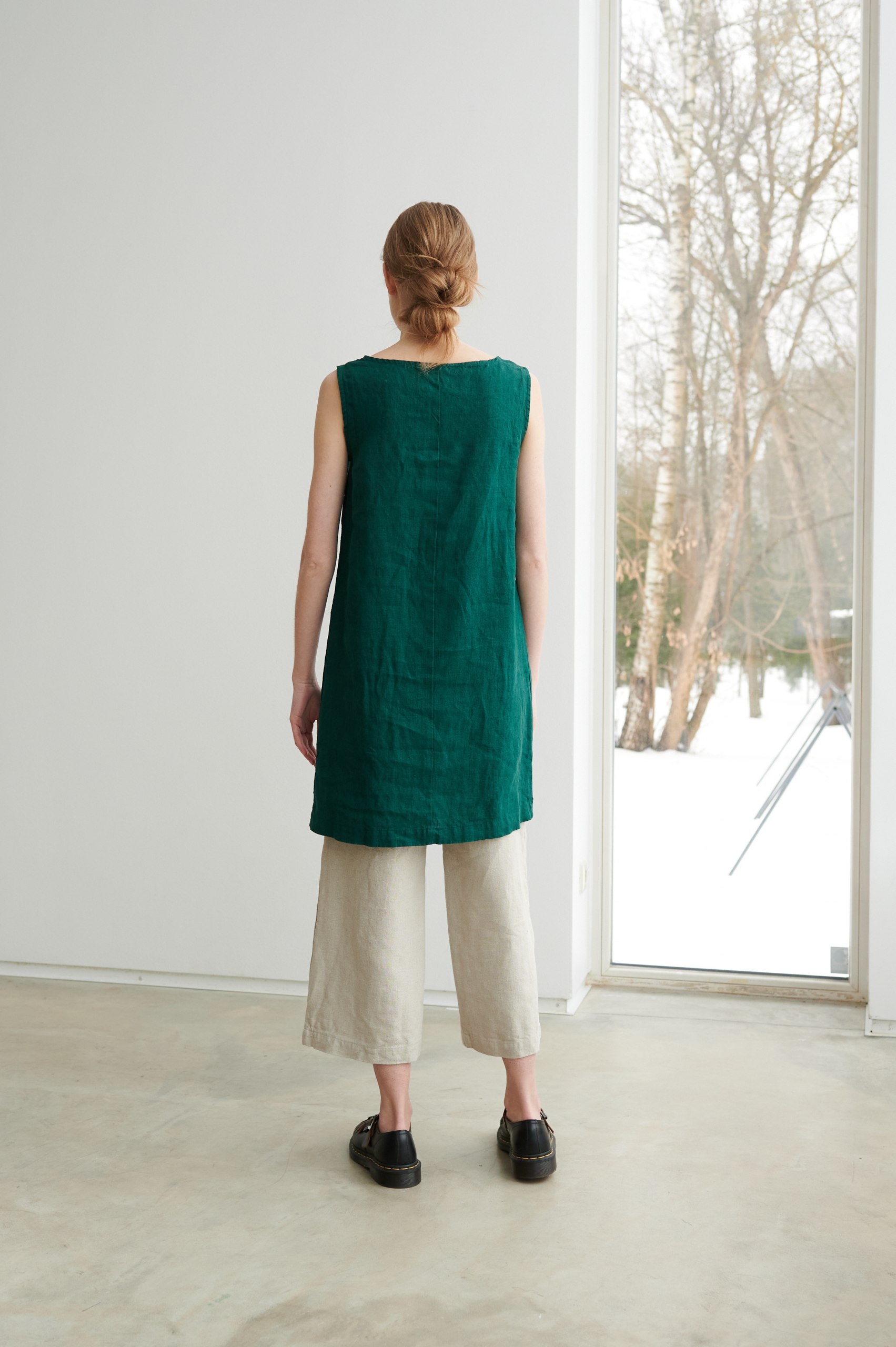 Abi Emerald Green Linen Dress