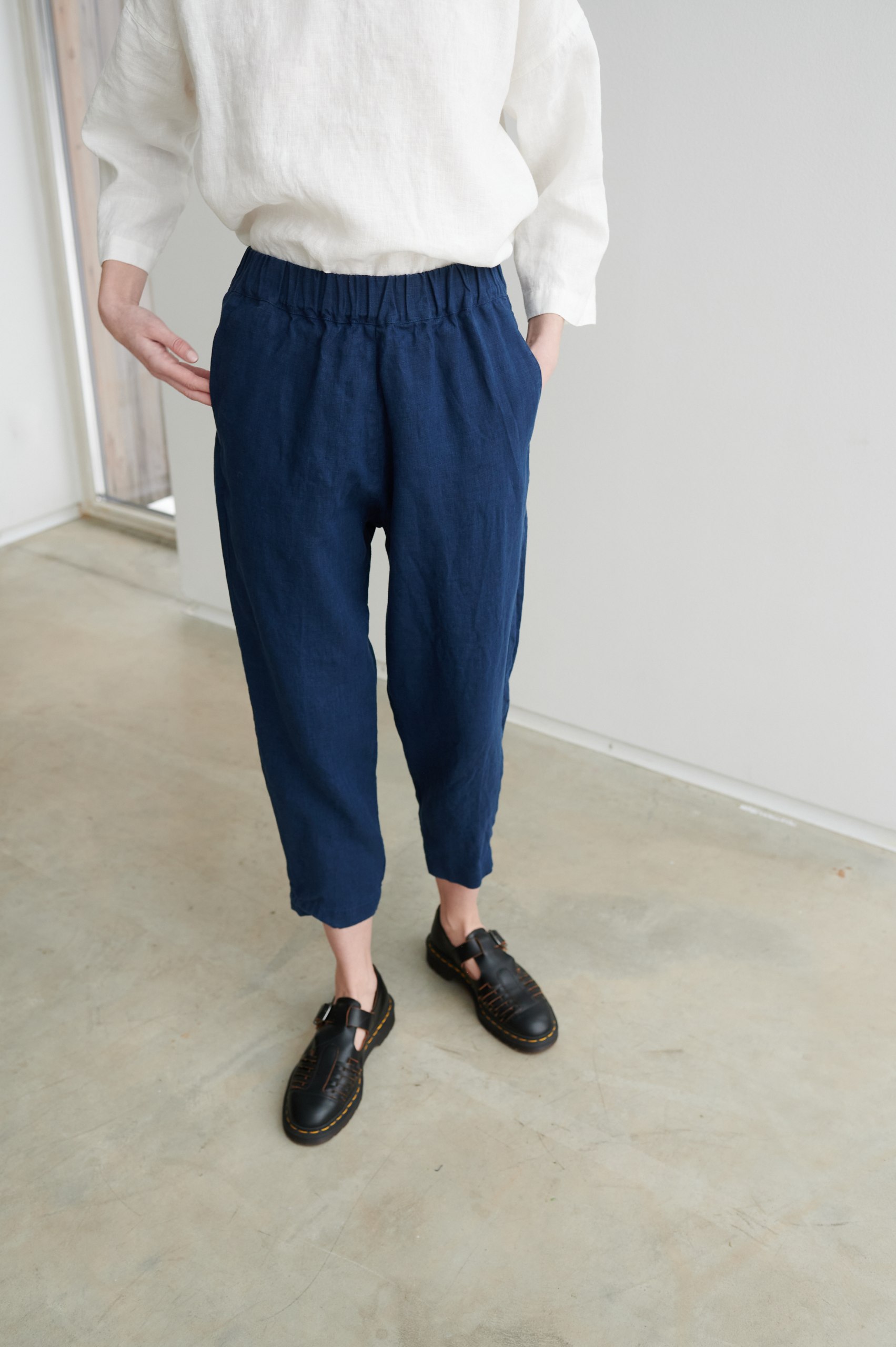 Annabelle by Pantaloons Navy Linen Formal Trousers