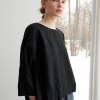 3/4 sleeves linen tunic in black