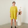 Short summer linen yellow dress