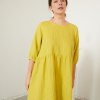 short oversized yellow linen dress