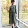 Loose fit linen dress with long sleeves