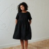 Classic black linen dress for summer