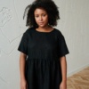 midi linen black dress for summer