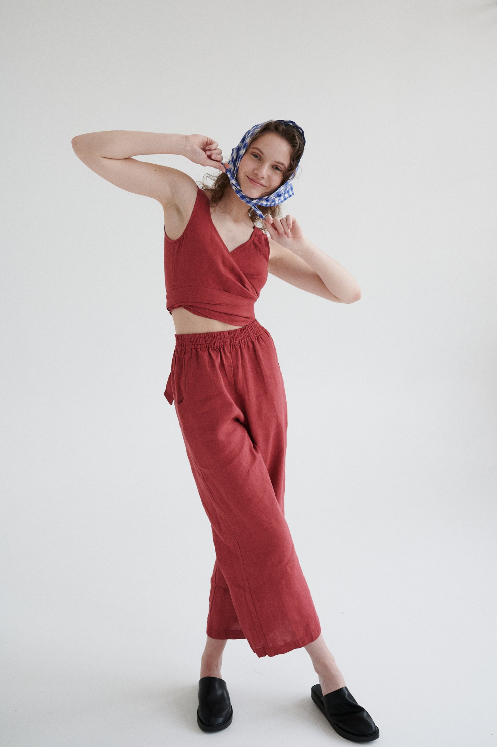 Buy Ishin Womens Red Yoke Design ALine Kurta Trouser Set Online  ISHIN  FASHIONS