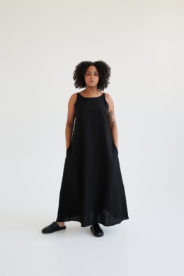maxi linen dress in black
