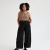 High waist linen trousers combination with spaghetti straps top