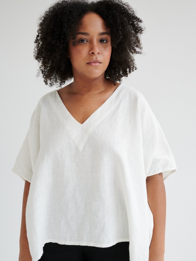 Summer v neck linen top