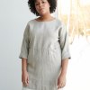 Straight loose fit linen tunic with front pockets