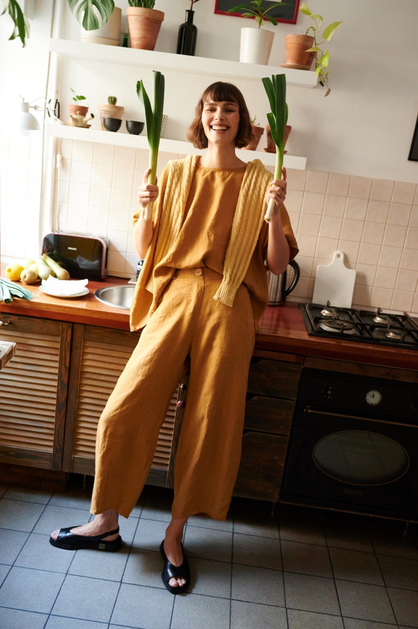 Camel Linen Trousers Linen Pants Wide Leg Linen Trousers