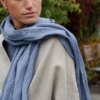 Organic linen scarf in blue linen color