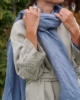 Blue linen scarf details