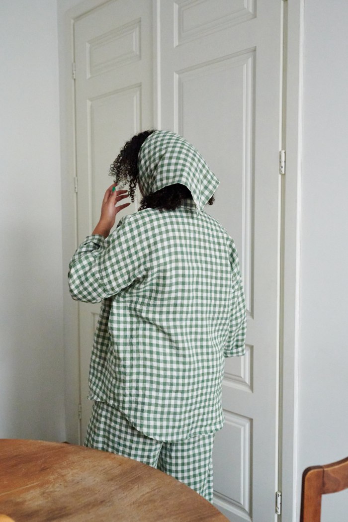 The back of linen oversized button down
