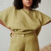 pure linen top in olive color