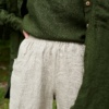 Natural grey waffle linen shorts with an elasticated waistband