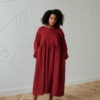 oversized burgundy red linen dress