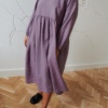 A-line silhouette purple linen dress details