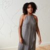 Model wearing grey summer dress