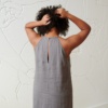 Washed linen dress in grey linen