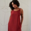 Round neck linen dress with pockets