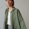 minimal linen shirt in pine green color