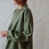 stone washed linen shirt in green color