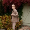 Heavy linen utility jacket paired with matching cacao coloured linen pants