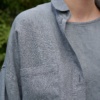 Wool linen blend grey shirt with front pockets