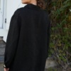 Back of the heavy linen utility jacket in black