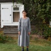 Linenfox model in grey linen wool blend dress