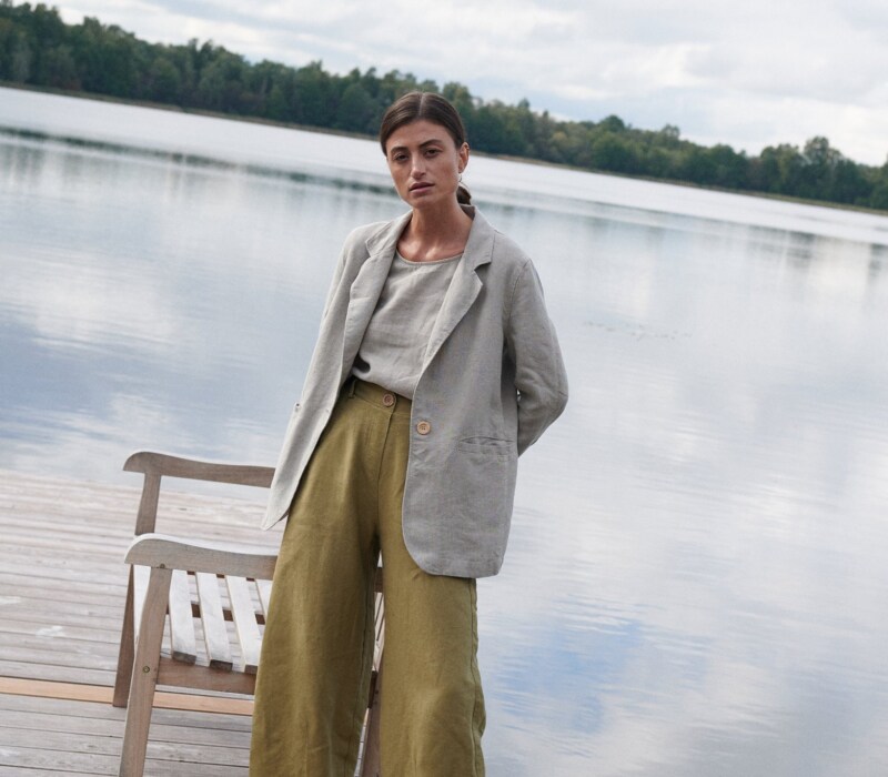 Olive Linen Trousers Linen Pants Heavy Linen Pants
