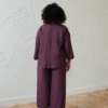 The back wide leg linen trousers in eggplant violet