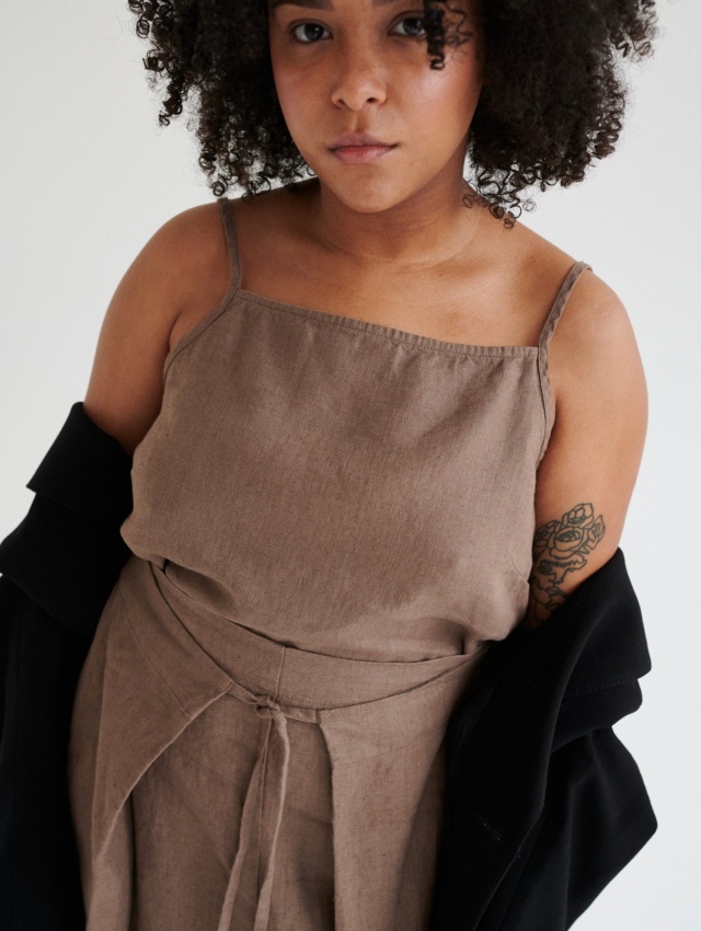 Brown Linen Top Cacao Linen Top