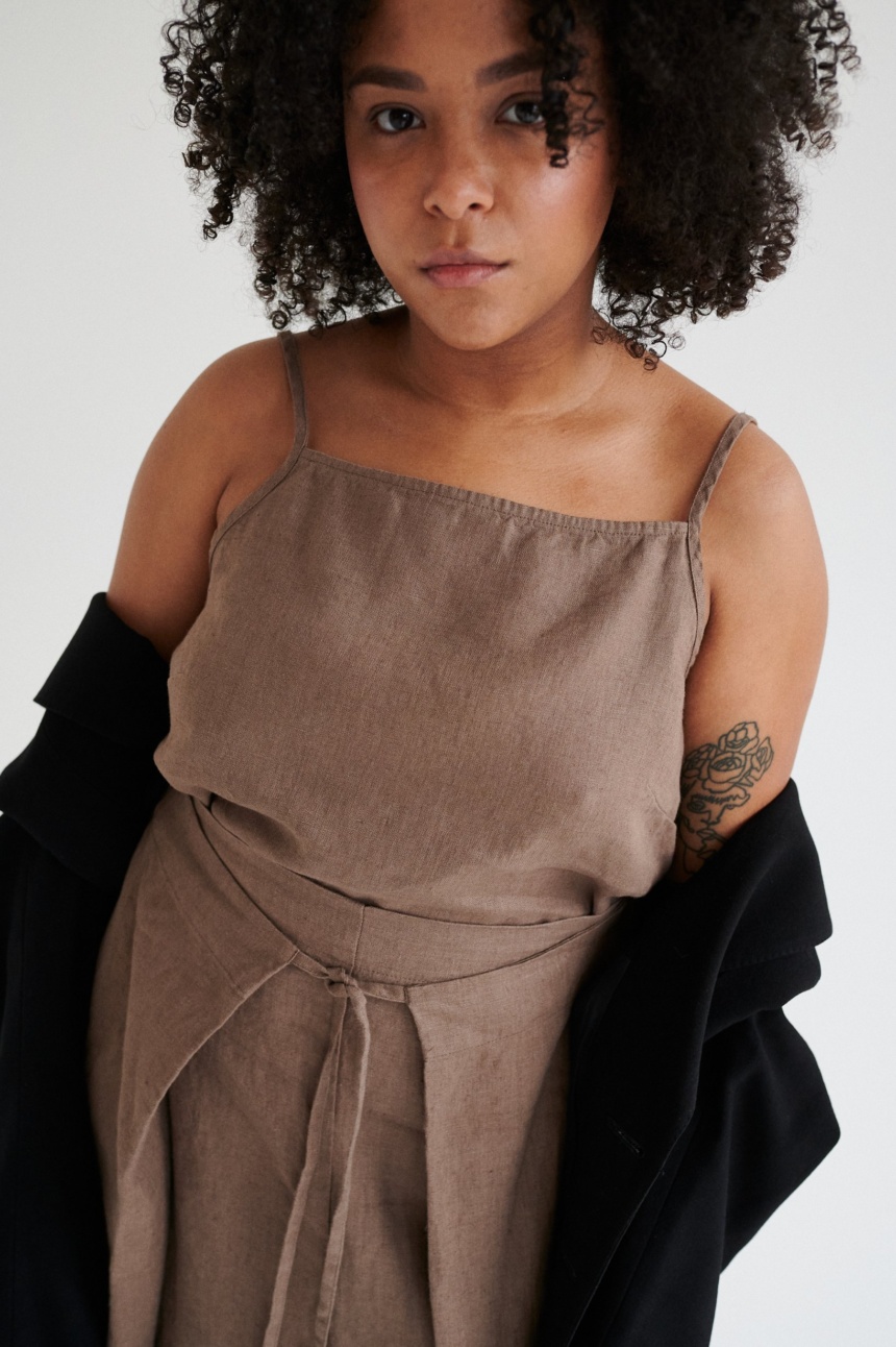 Brown Linen Top Cacao Linen Top