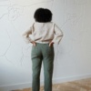 Model wearing modern look utility trousers
