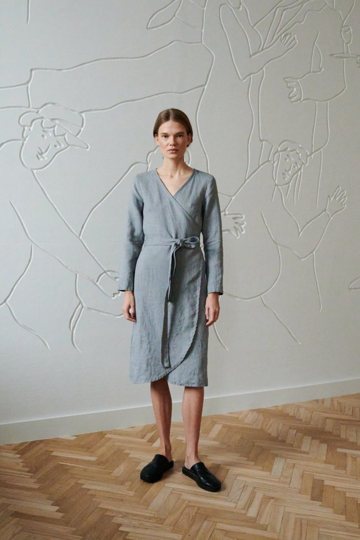 grey wool wrap dress
