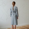 Long sleeves wrap wool linen dress